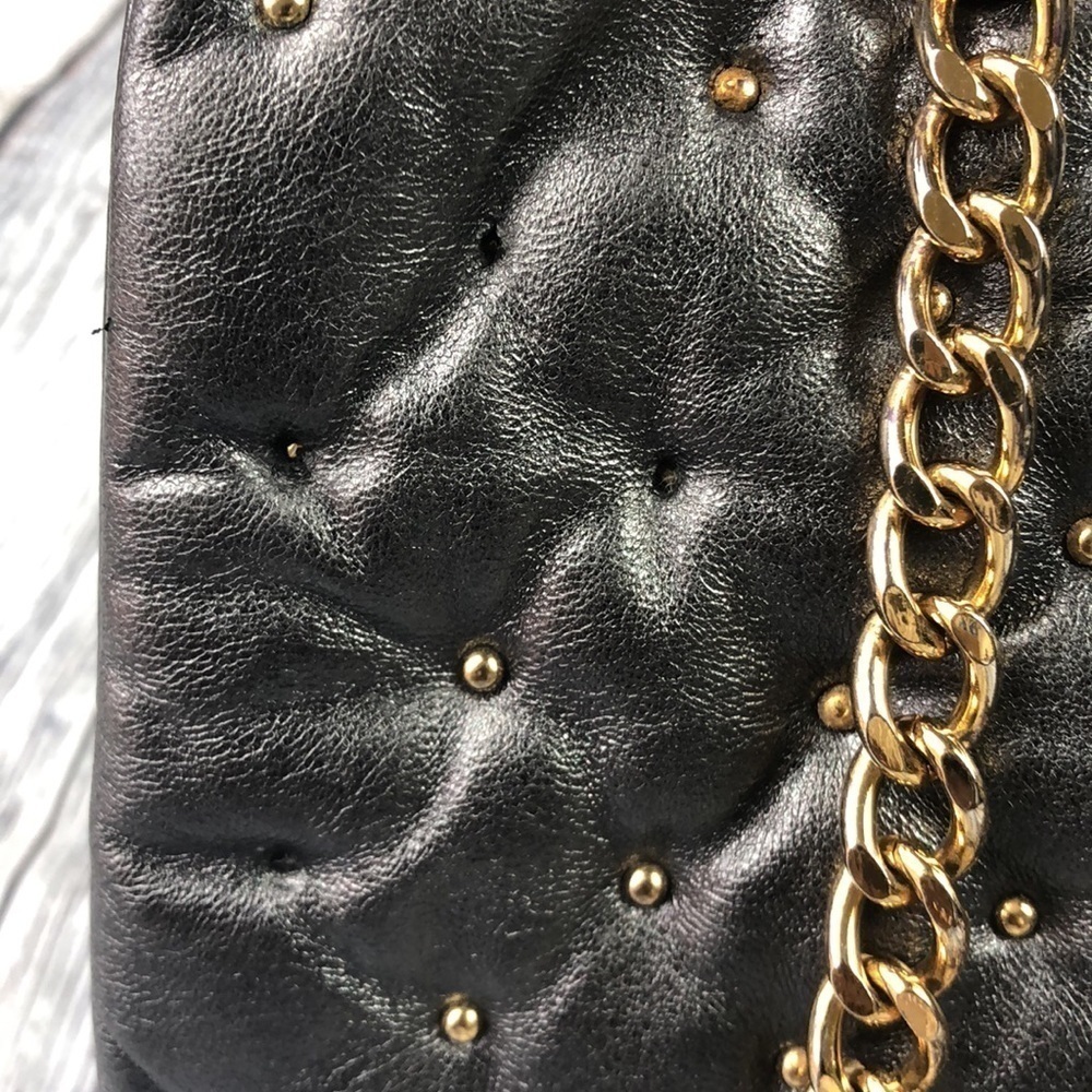 Badgley Mischka Gold Studded Dark Gray Cross Bag - Picture 9 of 9